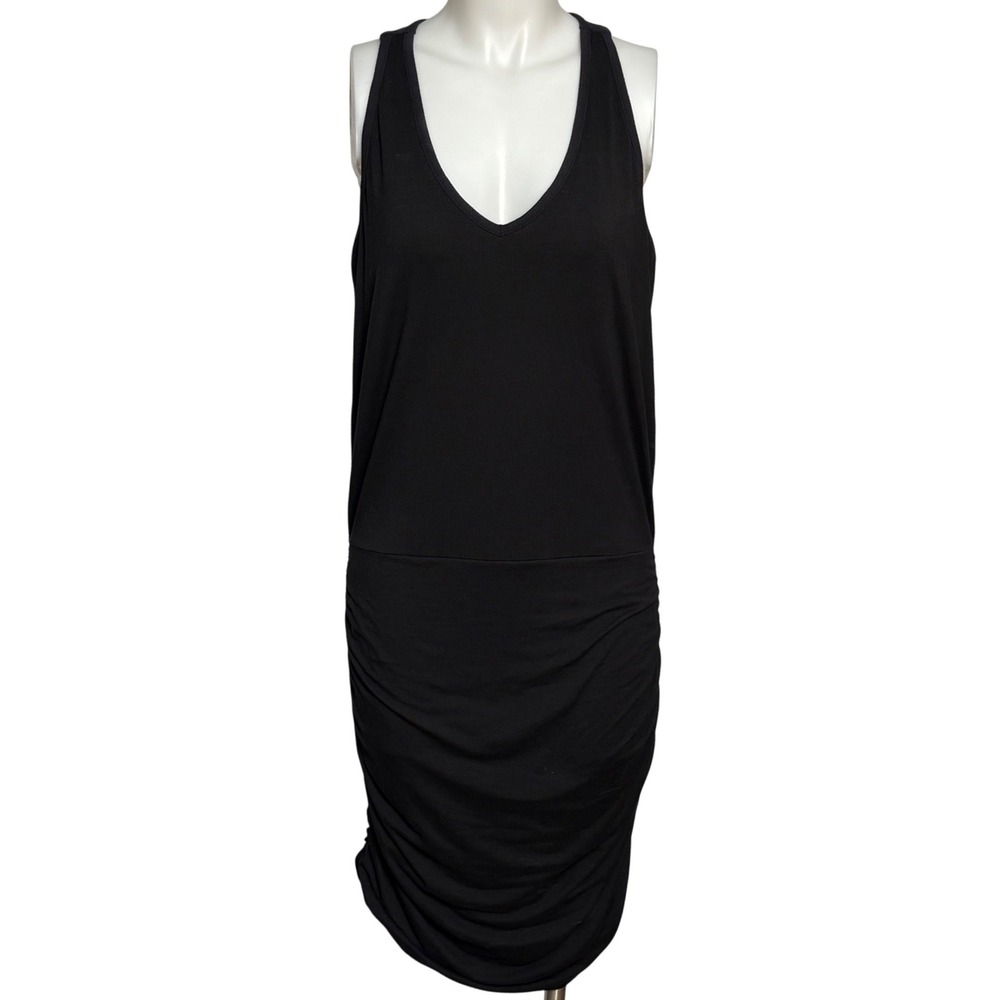 Athleta‎ Black Racerback Ruched Midi Dress with Built-In Bra
